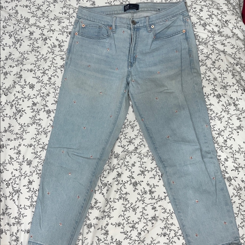 GAP Light Blue Denim with Floral Embroidery